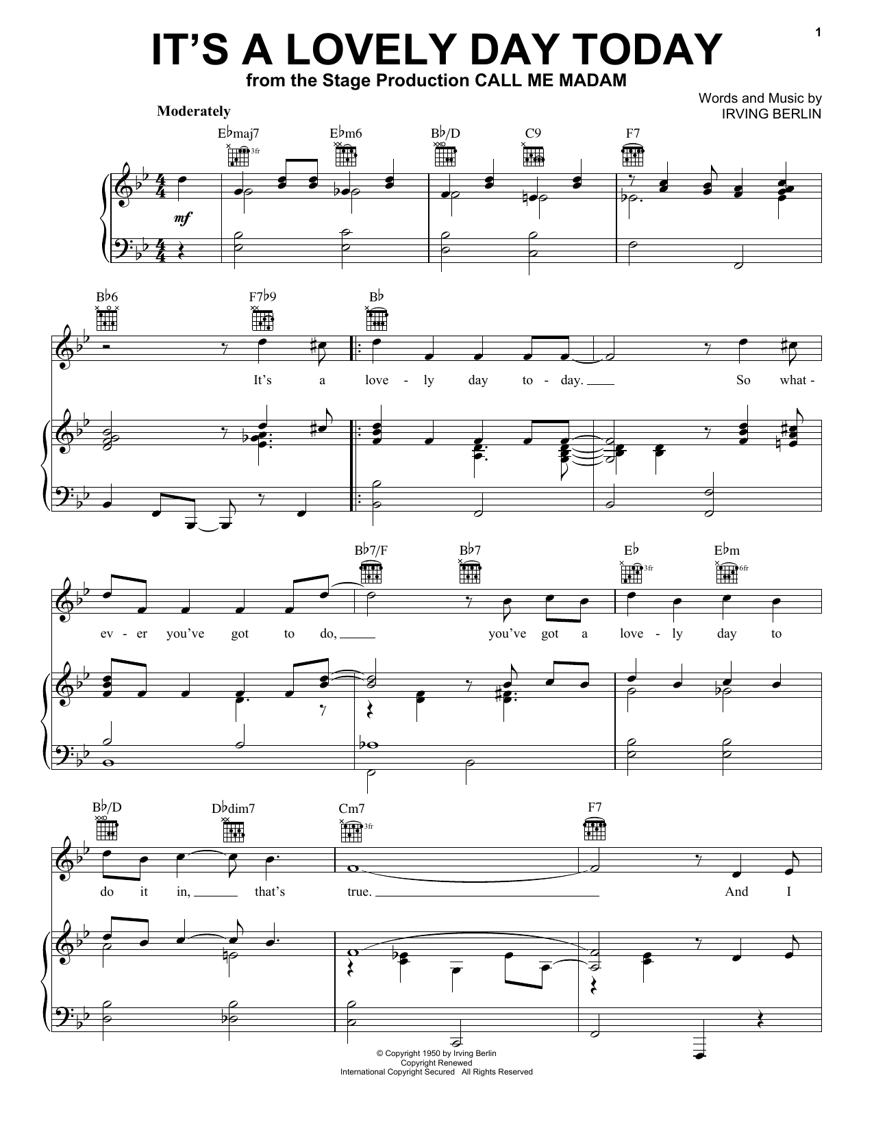 Learn to play Irving Berlin It's A Lovely Day Today sheet music for Piano in minutes. Irving Berlin It's A Lovely Day Today sheet music notes and chords