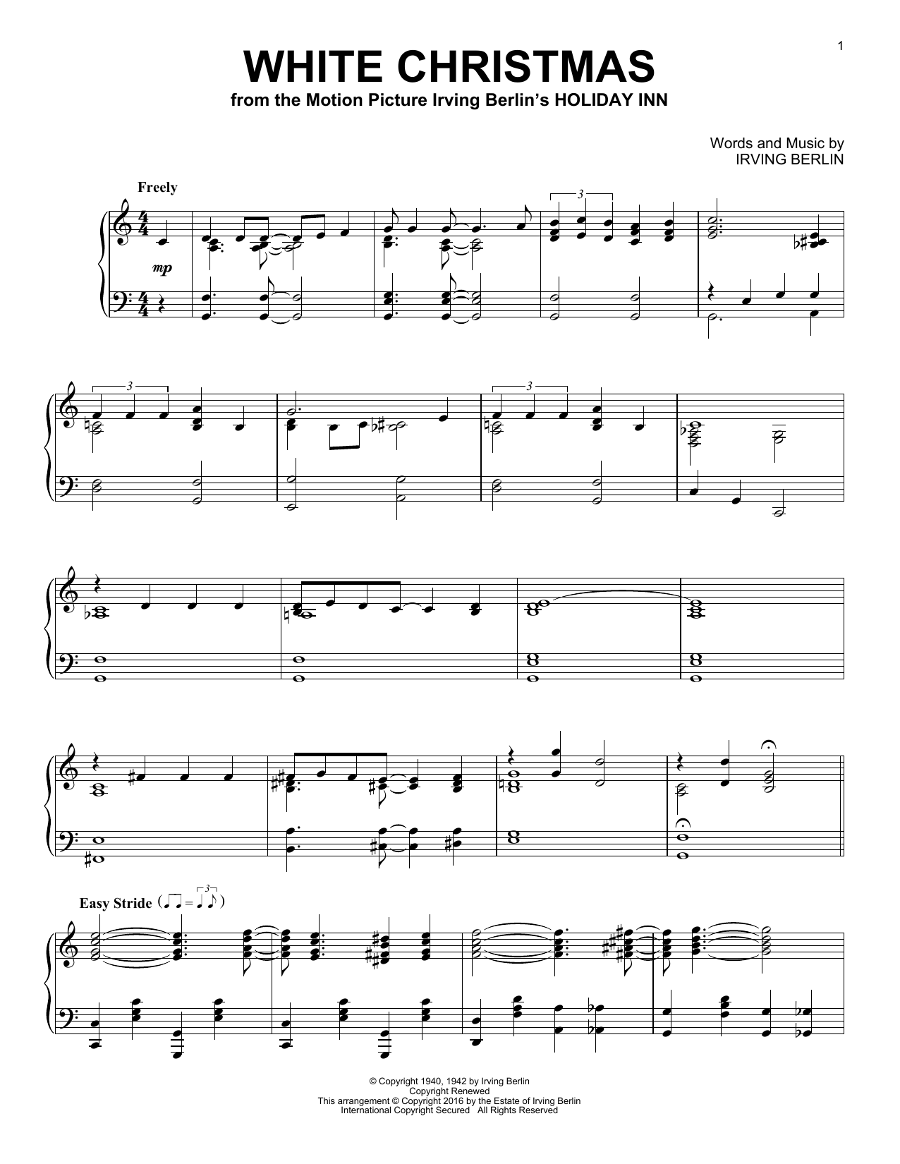 Irving Berlin White Christmas Sheet Music Download Printable Pdf Christmas Music Score For Piano Solo 173257