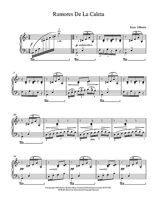 Learn to play Isaac Albeniz Rumores De La Caleta sheet music for Piano in minutes. Isaac Albeniz Rumores De La Caleta sheet music notes and chords