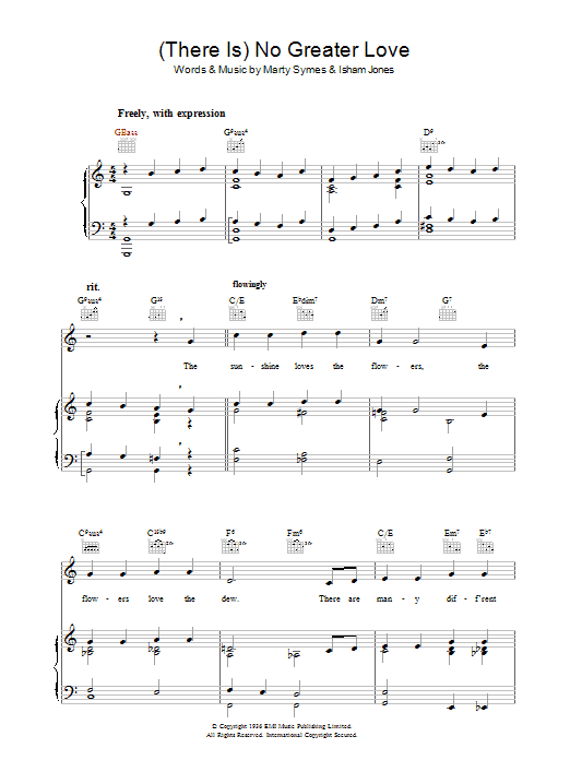 Learn to play Isham Jones There Is No Greater Love sheet music for Easy Piano in minutes. Isham Jones There Is No Greater Love sheet music preview music notes and score for Easy Piano including 3 page(s)
