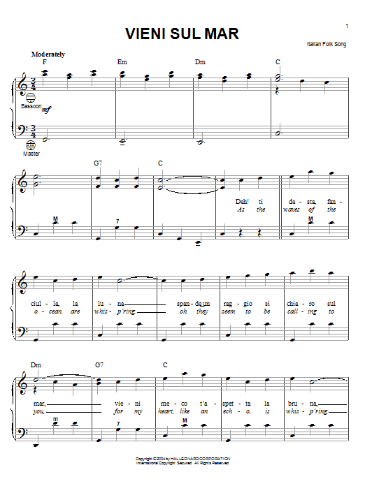 Learn to play Italian Folksong Vieni Sul Mar sheet music for Guitar Tab in minutes. Italian Folksong Vieni Sul Mar sheet music preview music notes and score for Guitar Tab including 5 page(s)