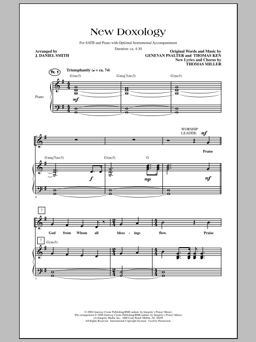 Learn to play J. Daniel Smith New Doxology sheet music for SATB in minutes. J. Daniel Smith New Doxology sheet music notes and chords