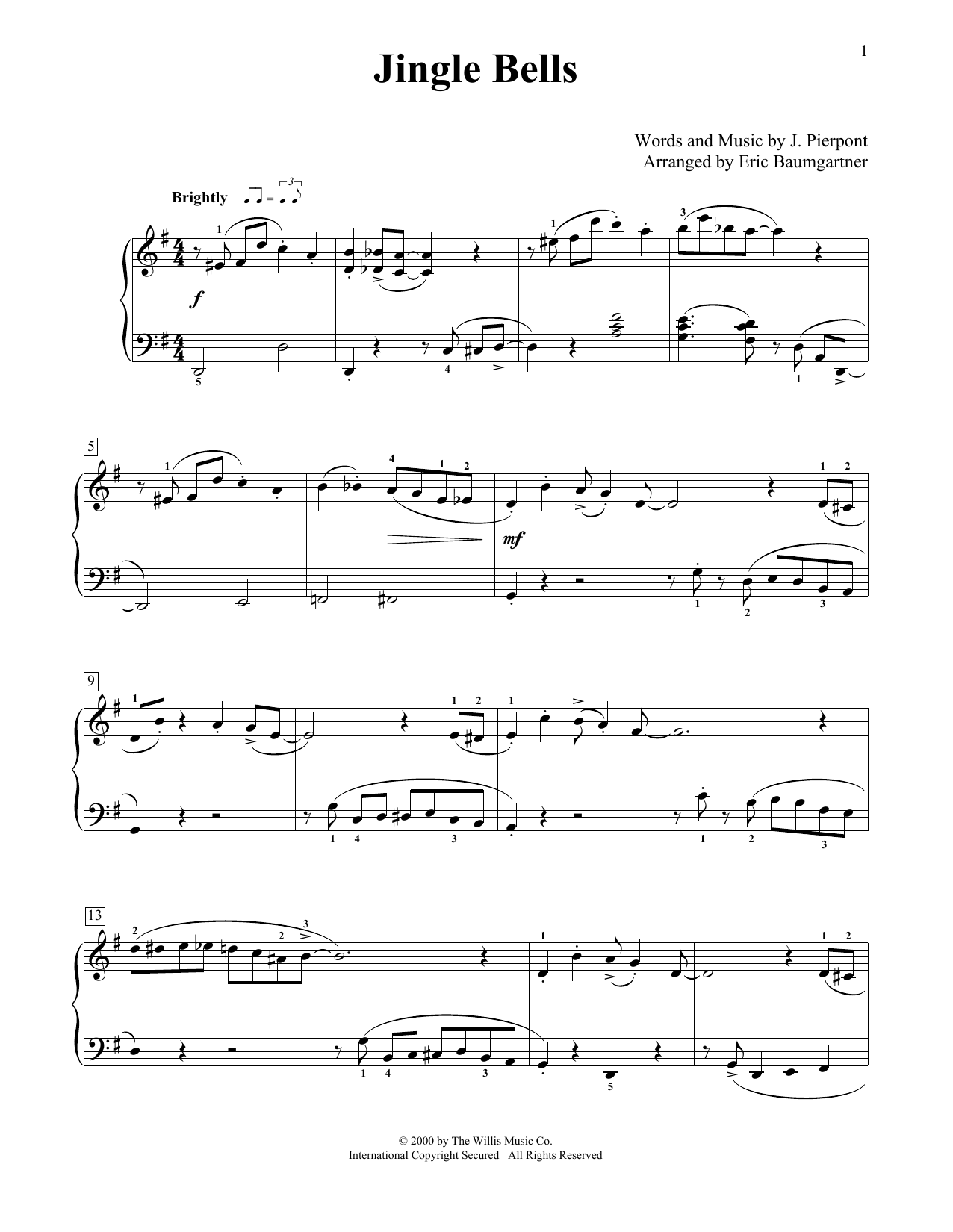 Learn to play J. Pierpont Jingle Bells sheet music for Easy Piano in minutes. J. Pierpont Jingle Bells sheet music preview music notes and score for Easy Piano including 5 page(s)