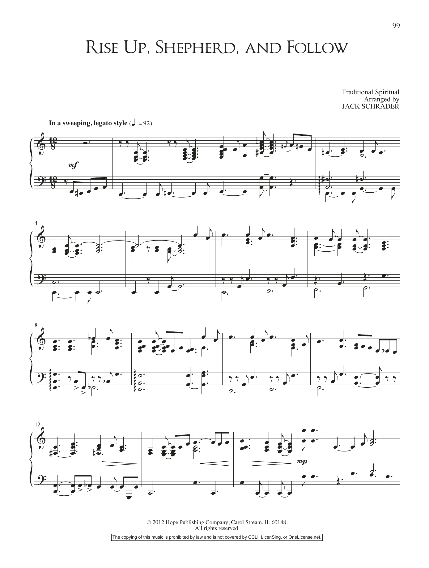 Jack Schrader Rise Up, Shepherd, and Follow sheet music, chords, lyrics - Printable PDF for Piano Solo