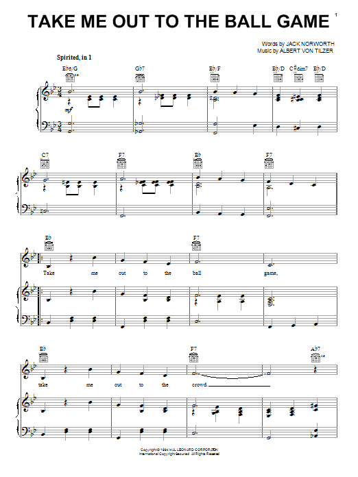Learn to play Jack Norworth Take Me Out To The Ball Game sheet music for Guitar Tab in minutes. Jack Norworth Take Me Out To The Ball Game sheet music preview music notes and score for Guitar Tab including 4 page(s)