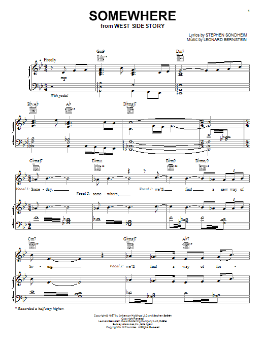 Learn to play Jackie Evancho Somewhere sheet music for Piano, Vocal & Guitar (Right-Hand Melody) in minutes. Jackie Evancho Somewhere sheet music preview music notes and score for Piano, Vocal & Guitar (Right-Hand Melody) including 5 page(s)
