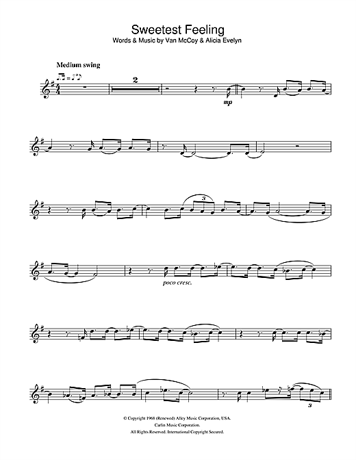 Jackie Wilson I Get The Sweetest Feeling sheet music preview music notes and score for Alto Saxophone including 3 page(s)
