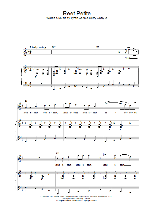 Learn to play Jackie Wilson Reet Petite sheet music for Piano, Vocal & Guitar in minutes. Jackie Wilson Reet Petite sheet music preview music notes and score for Piano, Vocal & Guitar including 8 page(s)