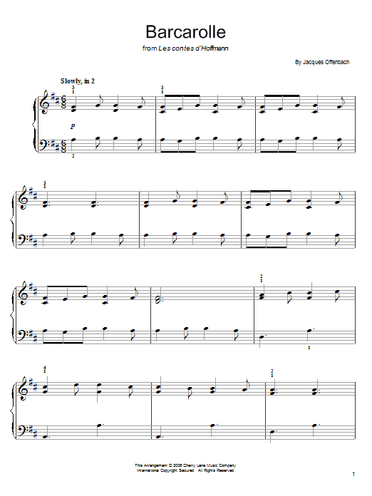 Learn to play Jacques Offenbach Barcarolle sheet music for E-Z Play Today in minutes. Jacques Offenbach Barcarolle sheet music preview music notes and score for E-Z Play Today including 1 page(s)
