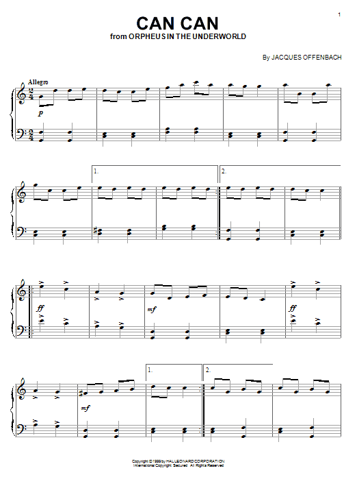 Learn to play Jacques Offenbach Can Can sheet music for Easy Piano in minutes. Jacques Offenbach Can Can sheet music preview music notes and score for Easy Piano including 3 page(s)