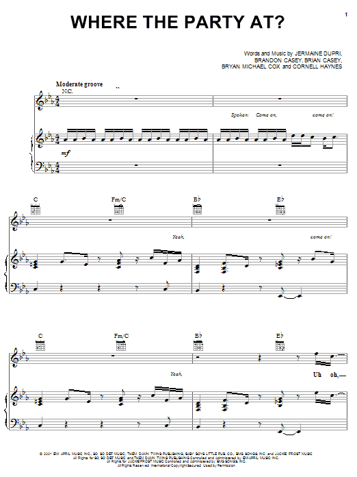 Learn to play Jagged Edge and Nelly Where The Party At sheet music for Piano, Vocal & Guitar (Right-Hand Melody) in minutes. Jagged Edge and Nelly Where The Party At sheet music notes and chords