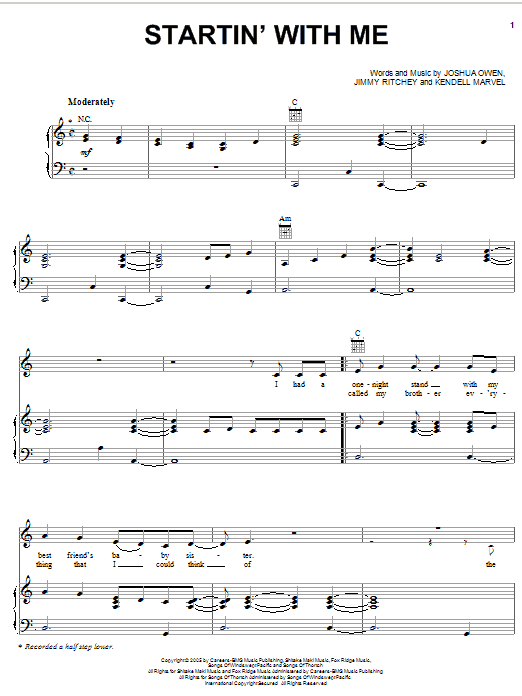 Learn to play Jake Owen Startin' With Me sheet music for Piano, Vocal & Guitar (Right-Hand Melody) in minutes. Jake Owen Startin' With Me sheet music preview music notes and score for Piano, Vocal & Guitar (Right-Hand Melody) including 7 page(s)