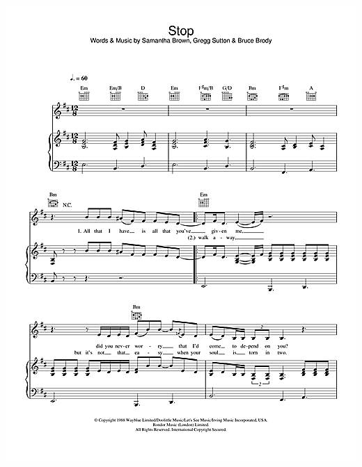 Learn to play Jamelia Stop sheet music for Piano, Vocal & Guitar (Right-Hand Melody) in minutes. Jamelia Stop sheet music notes and chords