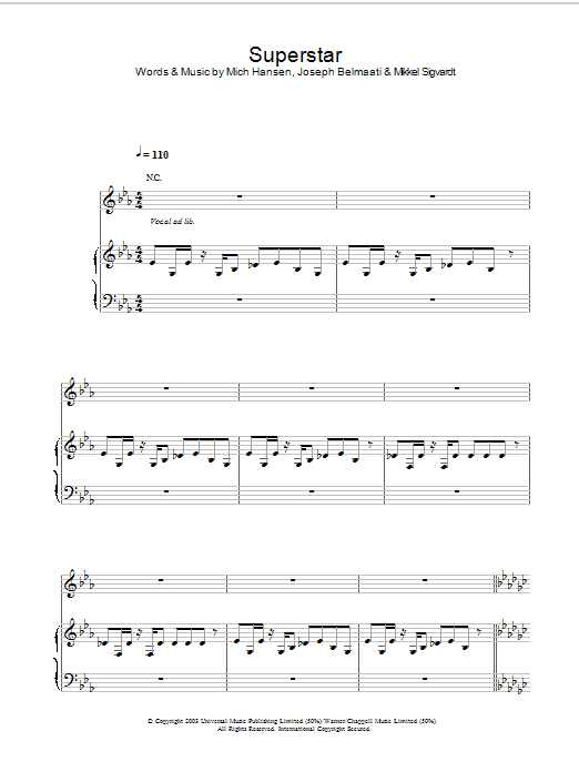 Learn to play Jamelia Superstar sheet music for Piano, Vocal & Guitar in minutes. Jamelia Superstar sheet music preview music notes and score for Piano, Vocal & Guitar including 8 page(s)