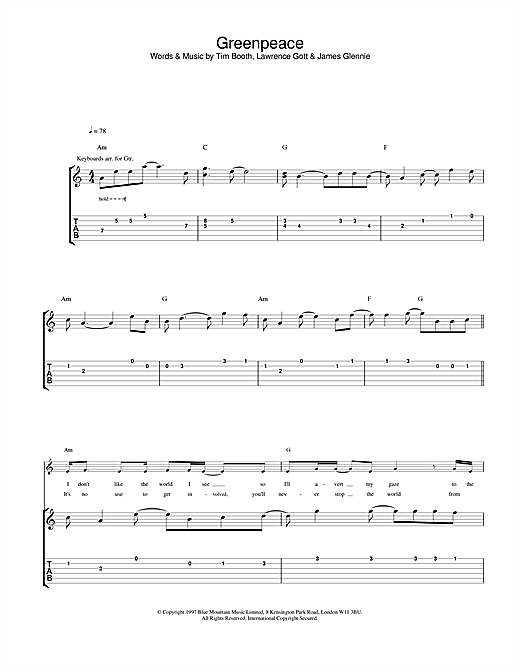 Learn to play James Greenpeace sheet music for Guitar Tab in minutes. James Greenpeace sheet music notes and chords