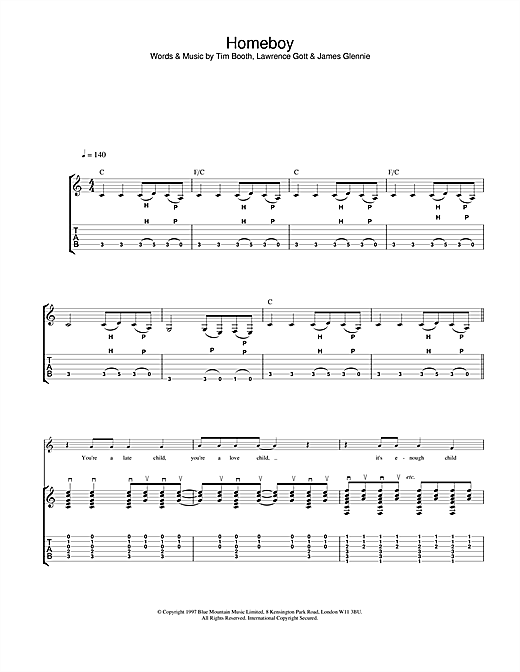Learn to play James Homeboy sheet music for Guitar Tab in minutes. James Homeboy sheet music notes and chords