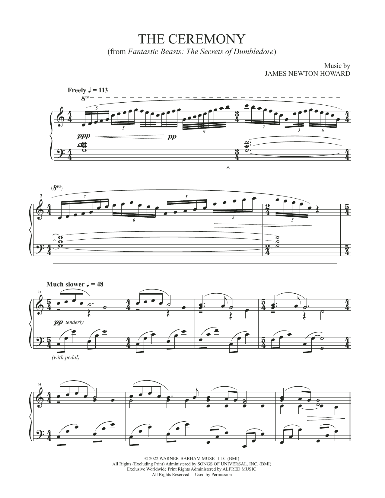 James Newton Howard The Ceremony (from Fantastic Beasts: The Secrets Of Dumbledore) sheet music, chords, lyrics - Printable PDF for Piano Solo
