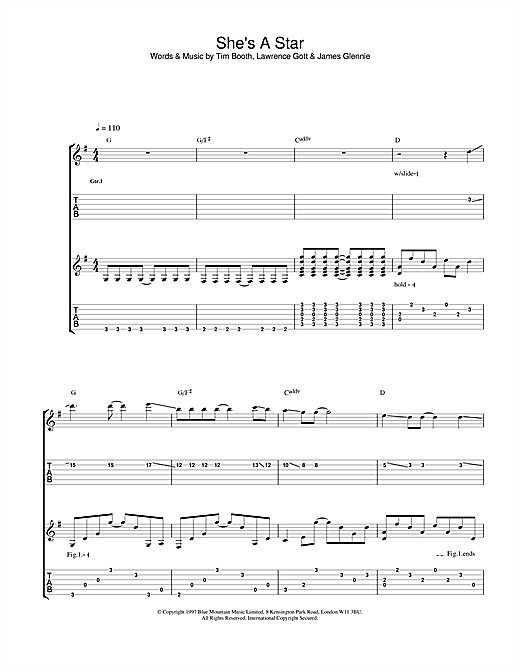 Learn to play James She's A Star sheet music for Guitar Tab in minutes. James She's A Star sheet music notes and chords