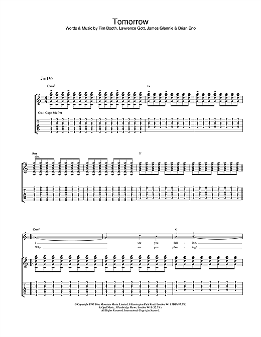 Learn to play James Tomorrow sheet music for Guitar Tab in minutes. James Tomorrow sheet music notes and chords