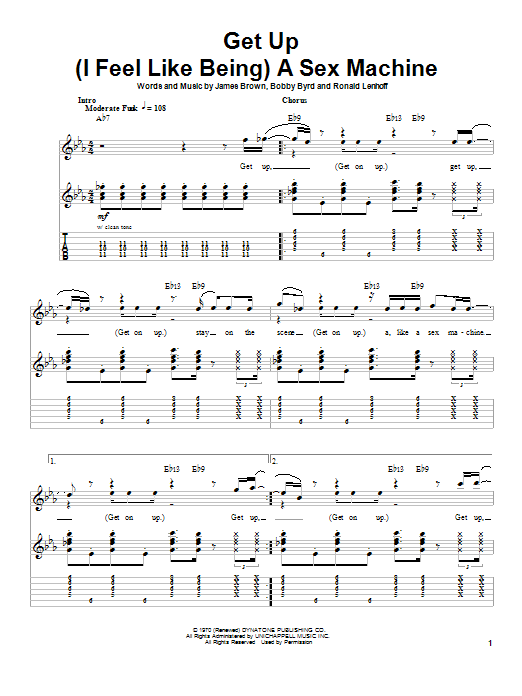 Learn to play James Brown Get Up (I Feel Like Being) A Sex Machine sheet music for Guitar Tab in minutes. James Brown Get Up (I Feel Like Being) A Sex Machine sheet music preview music notes and score for Guitar Tab including 12 page(s)