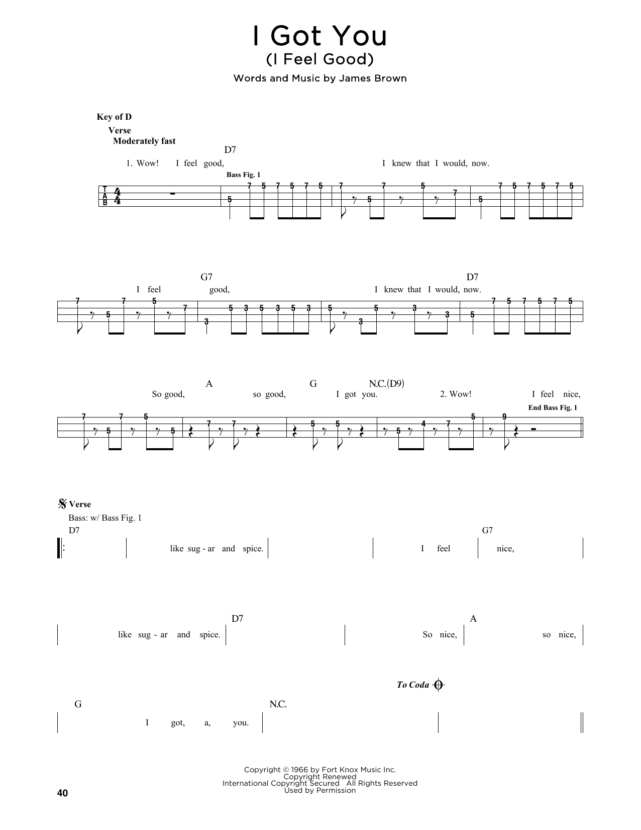 James Brown I Got You I Feel Good Sheet Music Download Pdf Score