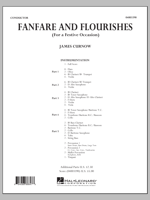 Learn to play James Curnow Fanfare and Flourishes (for a Festive Occasion) - Conductor Score (Full Score) sheet music for Concert Band in minutes. James Curnow Fanfare and Flourishes (for a Festive Occasion) - Conductor Score (Full Score) sheet music notes and chords