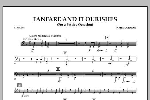 Learn to play James Curnow Fanfare and Flourishes (for a Festive Occasion) - Timpani sheet music for Concert Band in minutes. James Curnow Fanfare and Flourishes (for a Festive Occasion) - Timpani sheet music notes and chords