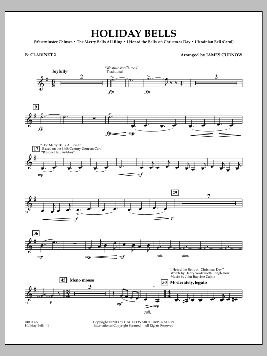 Learn to play James Curnow Holiday Bells - Bb Clarinet 2 sheet music for Concert Band in minutes. James Curnow Holiday Bells - Bb Clarinet 2 sheet music notes and chords