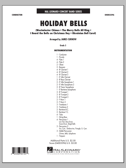 Learn to play James Curnow Holiday Bells - Conductor Score (Full Score) sheet music for Concert Band in minutes. James Curnow Holiday Bells - Conductor Score (Full Score) sheet music notes and chords