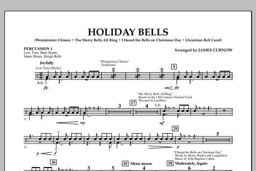 Learn to play James Curnow Holiday Bells - Percussion 1 sheet music for Concert Band in minutes. James Curnow Holiday Bells - Percussion 1 sheet music notes and chords