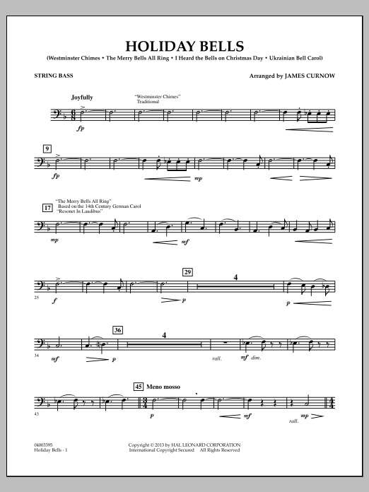 Learn to play James Curnow Holiday Bells - String Bass sheet music for Concert Band in minutes. James Curnow Holiday Bells - String Bass sheet music notes and chords