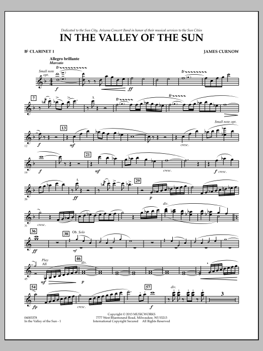 Learn to play James Curnow In the Valley of the Sun - Bb Clarinet 1 sheet music for Concert Band in minutes. James Curnow In the Valley of the Sun - Bb Clarinet 1 sheet music notes and chords
