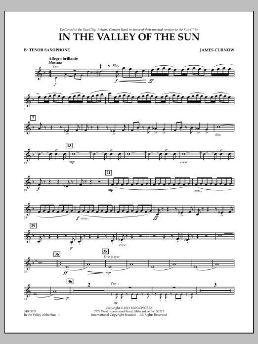 Learn to play James Curnow In the Valley of the Sun - Bb Tenor Saxophone sheet music for Concert Band in minutes. James Curnow In the Valley of the Sun - Bb Tenor Saxophone sheet music notes and chords