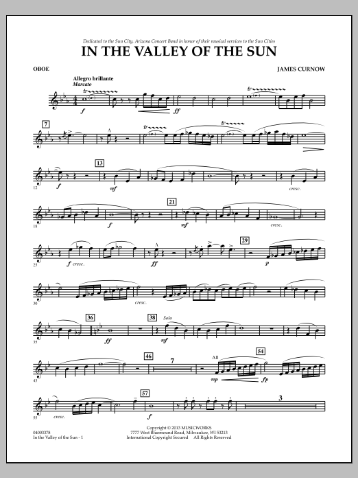 Learn to play James Curnow In the Valley of the Sun - Oboe sheet music for Concert Band in minutes. James Curnow In the Valley of the Sun - Oboe sheet music notes and chords