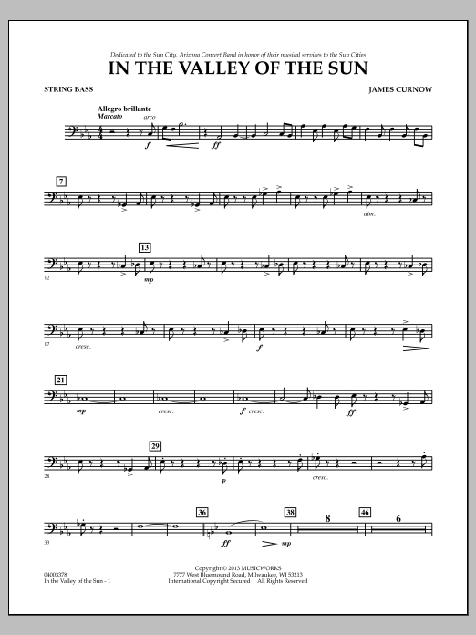Learn to play James Curnow In the Valley of the Sun - String Bass sheet music for Concert Band in minutes. James Curnow In the Valley of the Sun - String Bass sheet music notes and chords