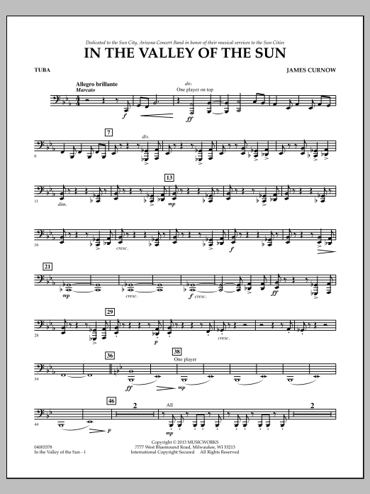 Learn to play James Curnow In the Valley of the Sun - Tuba sheet music for Concert Band in minutes. James Curnow In the Valley of the Sun - Tuba sheet music notes and chords