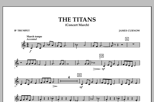 Learn to play James Curnow The Titans (Concert March) - Bb Trumpet sheet music for Concert Band in minutes. James Curnow The Titans (Concert March) - Bb Trumpet sheet music notes and chords