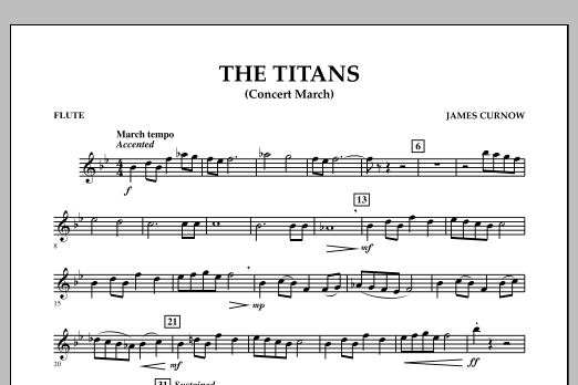 Learn to play James Curnow The Titans (Concert March) - Flute sheet music for Concert Band in minutes. James Curnow The Titans (Concert March) - Flute sheet music notes and chords