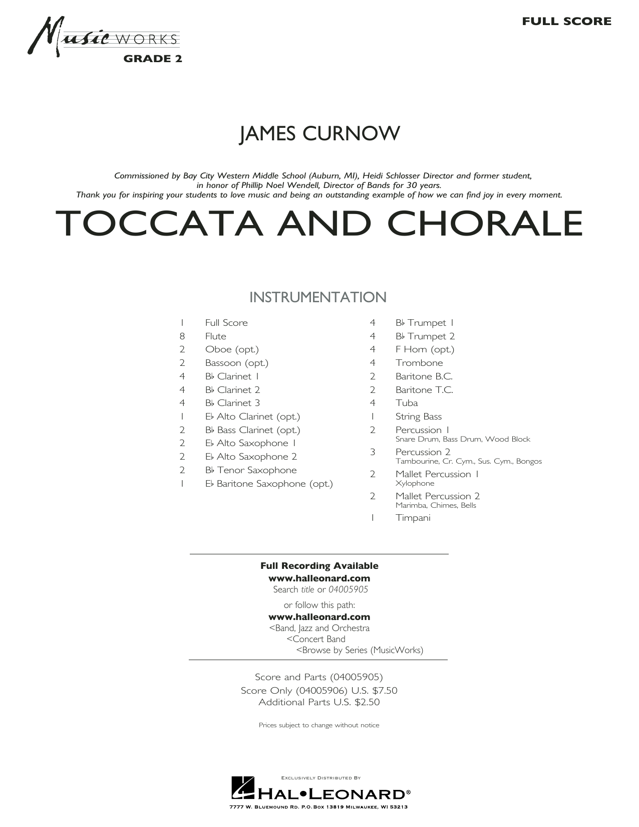 Learn to play James Curnow Toccata and Chorale - Full Score sheet music for Concert Band in minutes. James Curnow Toccata and Chorale - Full Score sheet music preview music notes and score for Concert Band including 19 page(s)