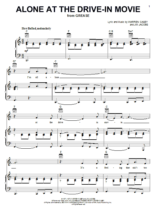 Learn to play James Getzoff Alone At The Drive-In Movie sheet music for Piano, Vocal & Guitar (Right-Hand Melody) in minutes. James Getzoff Alone At The Drive-In Movie sheet music notes and chords