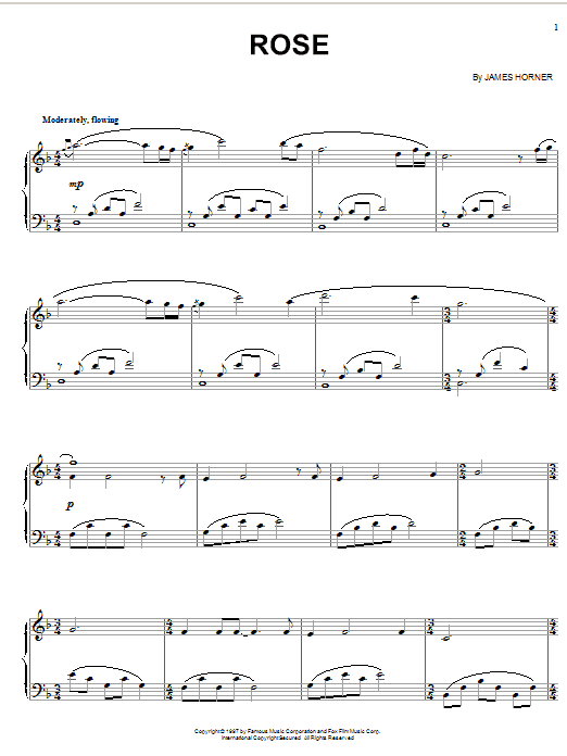 Learn to play James Horner Rose (from Titanic) sheet music for Piano in minutes. James Horner Rose (from Titanic) sheet music notes and chords
