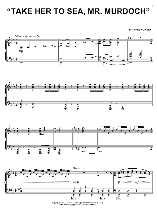 Learn to play James Horner Take Her To Sea, Mr. Murdoch (from Titanic) sheet music for Piano, Vocal & Guitar (Right-Hand Melody) in minutes. James Horner Take Her To Sea, Mr. Murdoch (from Titanic) sheet music notes and chords