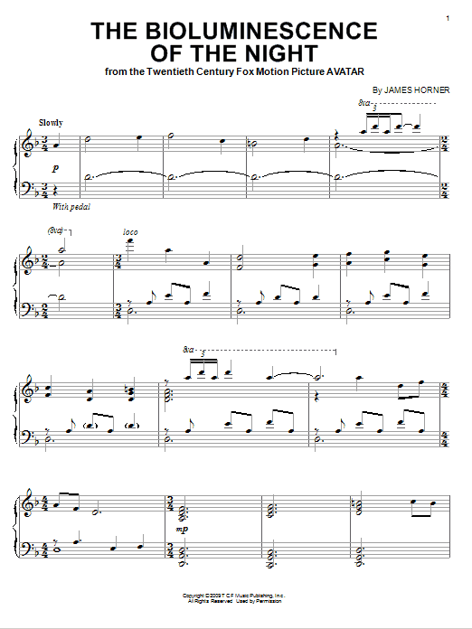 Learn to play James Horner The Bioluminescence Of The Night sheet music for Piano in minutes. James Horner The Bioluminescence Of The Night sheet music notes and chords