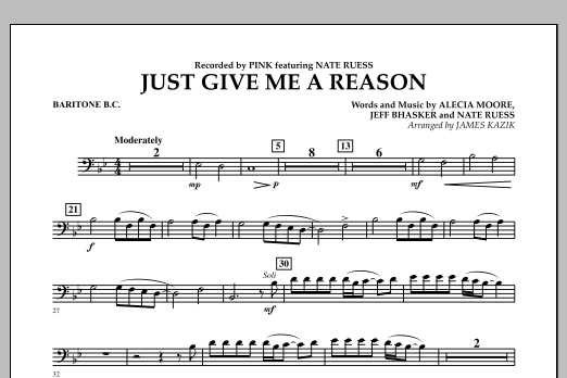 Learn to play James Kazik Just Give Me a Reason - Baritone B.C. sheet music for Concert Band in minutes. James Kazik Just Give Me a Reason - Baritone B.C. sheet music notes and chords