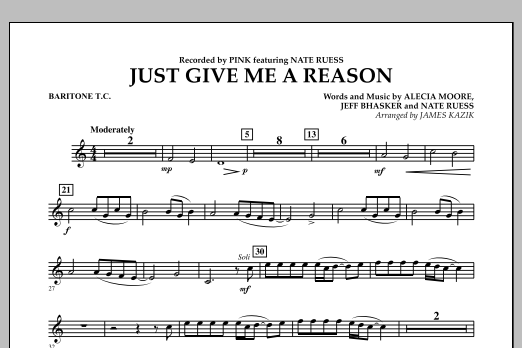 Learn to play James Kazik Just Give Me a Reason - Baritone T.C. sheet music for Concert Band in minutes. James Kazik Just Give Me a Reason - Baritone T.C. sheet music notes and chords