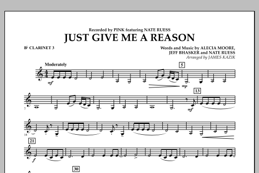 Learn to play James Kazik Just Give Me a Reason - Bb Clarinet 3 sheet music for Concert Band in minutes. James Kazik Just Give Me a Reason - Bb Clarinet 3 sheet music notes and chords