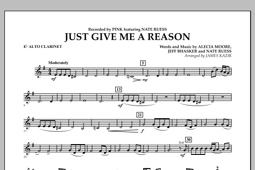Learn to play James Kazik Just Give Me a Reason - Eb Alto Clarinet sheet music for Concert Band in minutes. James Kazik Just Give Me a Reason - Eb Alto Clarinet sheet music notes and chords