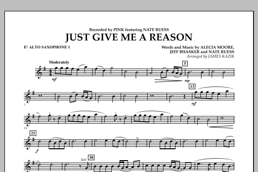 Learn to play James Kazik Just Give Me a Reason - Eb Alto Saxophone 1 sheet music for Concert Band in minutes. James Kazik Just Give Me a Reason - Eb Alto Saxophone 1 sheet music notes and chords