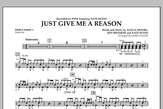 Learn to play James Kazik Just Give Me a Reason - Percussion 1 sheet music for Concert Band in minutes. James Kazik Just Give Me a Reason - Percussion 1 sheet music notes and chords