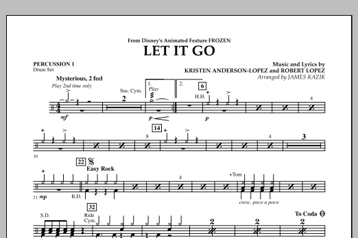 James Kazik Let It Go From Frozen Percussion 1 Sheet Music Download Pdf Score 326065